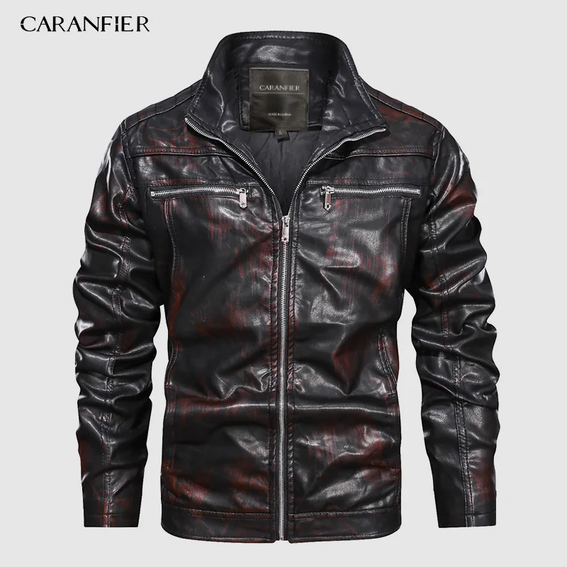 

CARANFIER 2019 Mens Leather Jackets US Size New Autumn Leather Coats Casual Motorcycle Jacket Male Biker Jackets Dropshipping