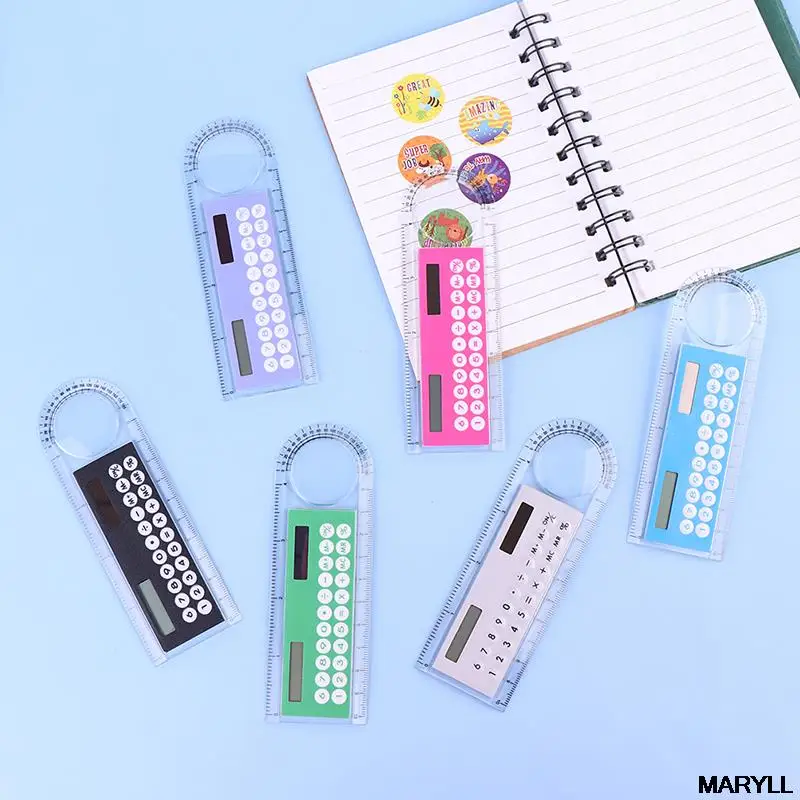 

Mini Solar Transparent Ruler Calculator with Magnifier Student School Supplies