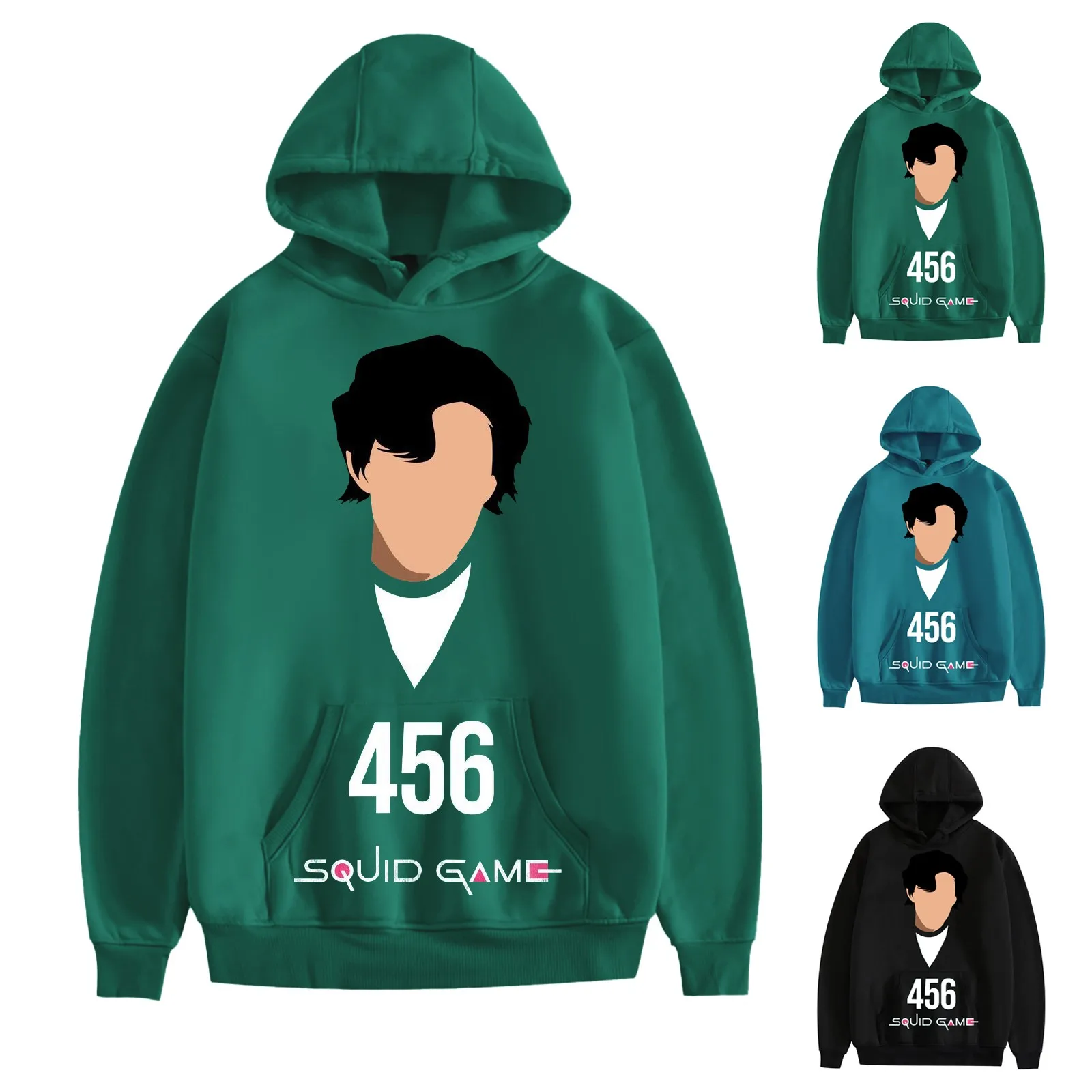 

Squid Game Hoodie Men's And Women's Autumn And Winter Sports Fleece Hooded Pullover Fun Print Long Sleeve Pocket Sweatshirts Top