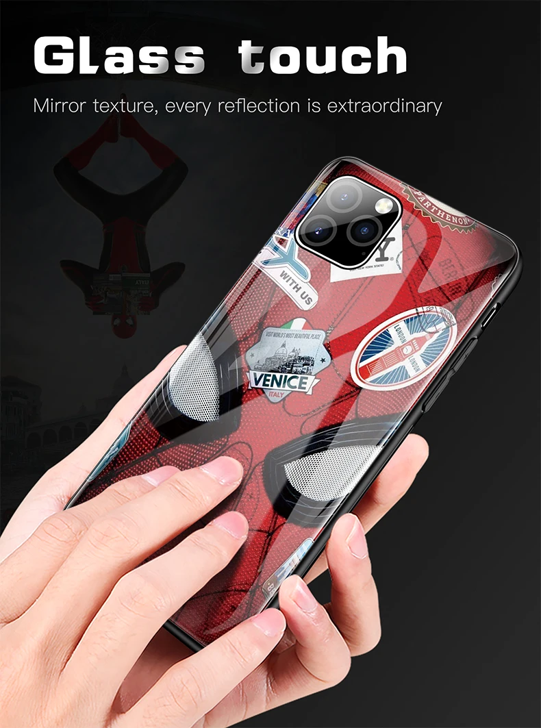 Чехол из закаленного стекла для телефона Marvel с человеком-пауком для iPhone 11 Pro Max XSmax XR XS X 8 7 6s 6 Plus, роскошный защитный чехол