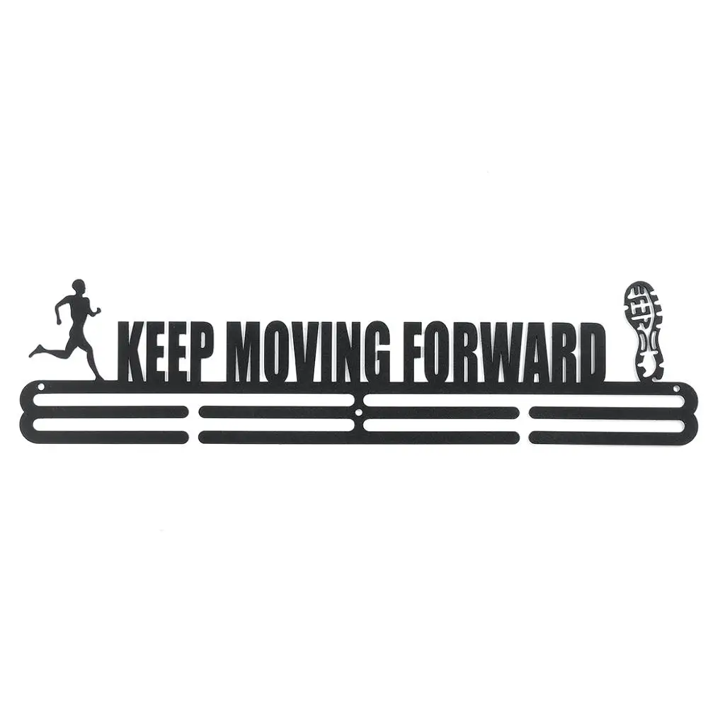 Keep Moving Нержавеющая сталь медаль Вешалка медаль держатель дисплей стойка Бег Плавание гимнастика марафоны велосипед Спорт медаль подарок украшение - Цвет: Keep Moving