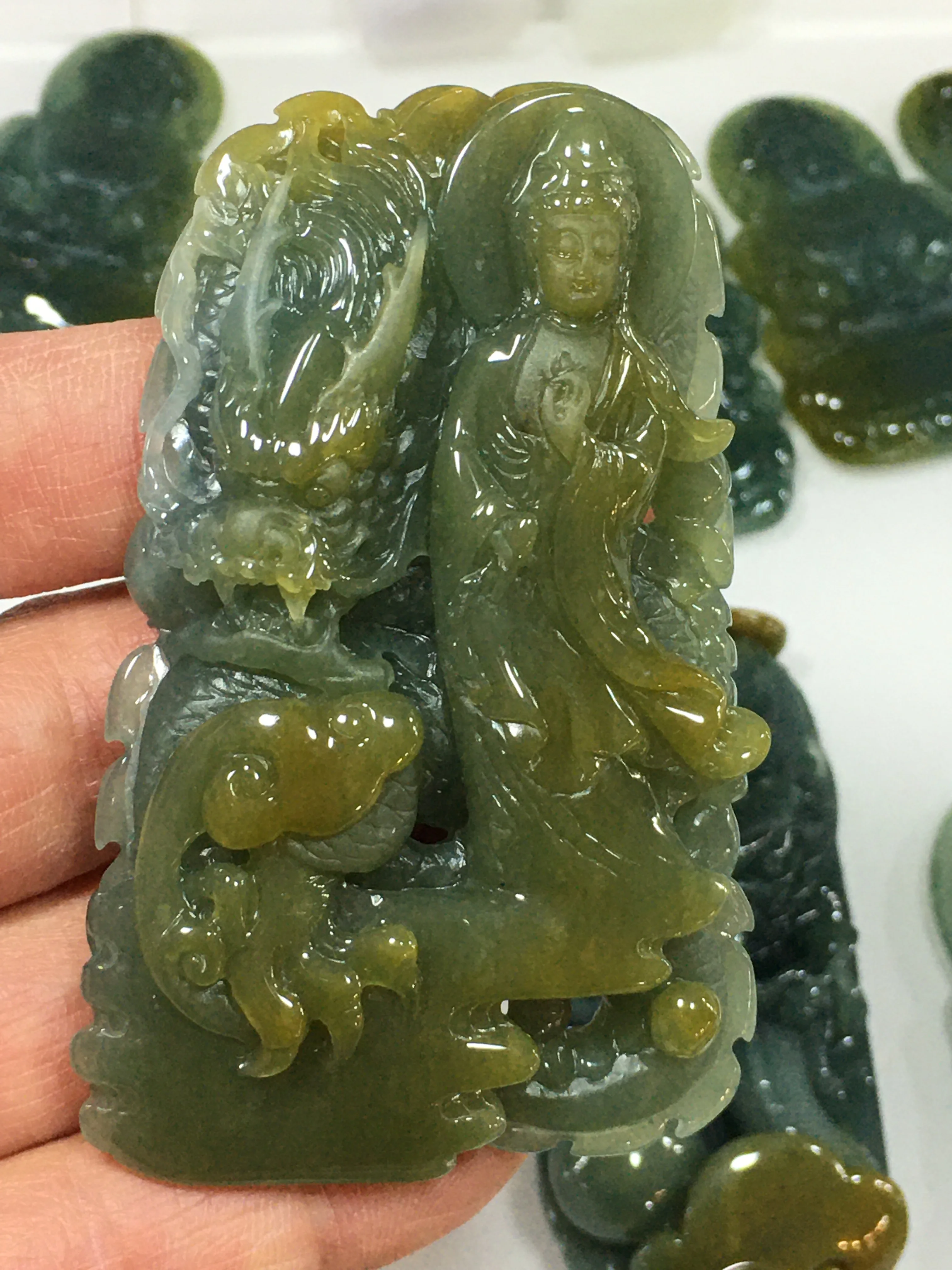 

Natural 7A Myanmar jade Handcarved guanyin dragon emperor green jade pendant jade necklace pendants jewelry jade necklaces