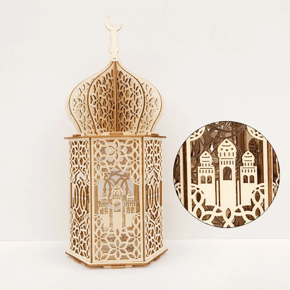 

Muslim Festival Light Ramadan Eid Mubarak Decorations Wooden LED Lamp Palace Lighthouse Islam Party Supplies Decor Lighting