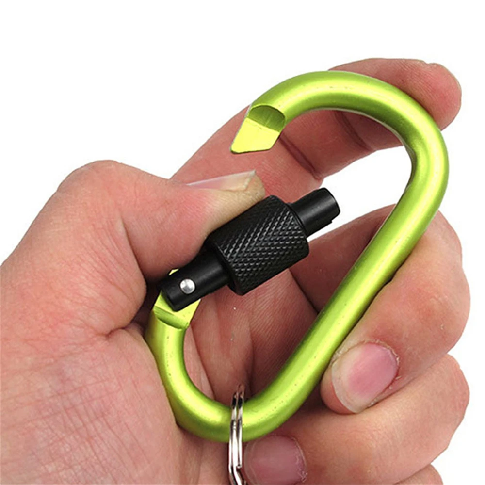 Outdoor Climbing Aluminium Alloy D Shape Buckle Carabiner Survival Keychain Camping Climb Clasp Clip Backpack Buckle Keychain
