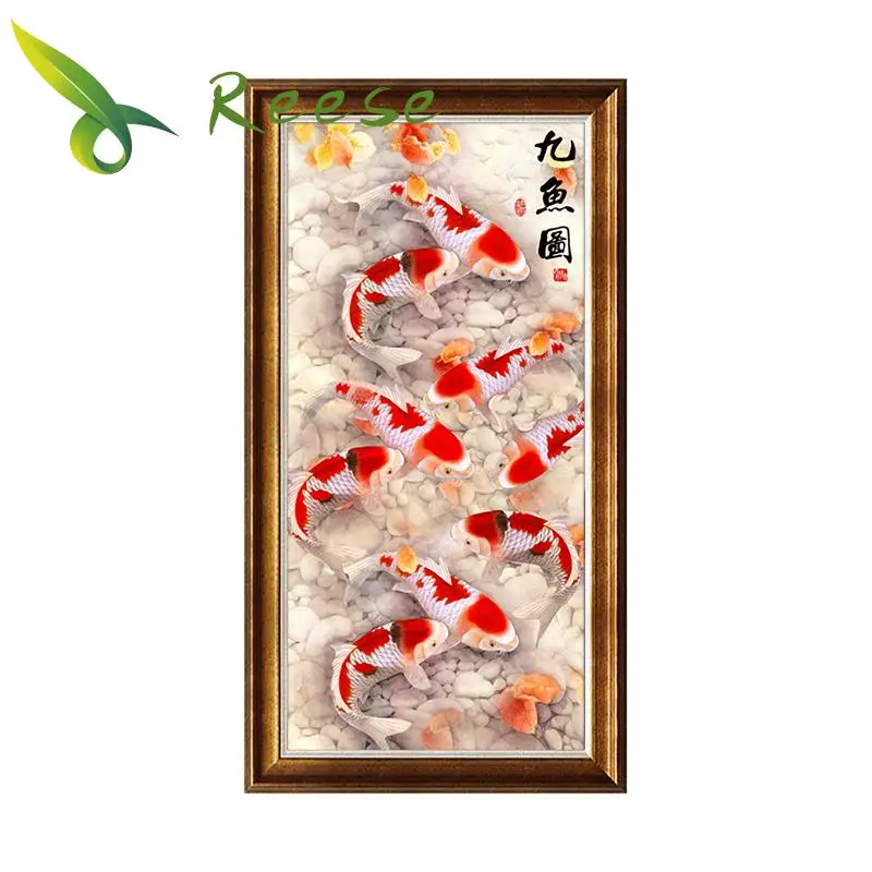 Алмазная картина сделай сам с изображением девяти рыб вышивка из страз в