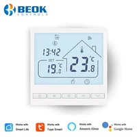 beok wifi tuya smart home underfloor heating thermostat with alexa house control warm lcd thermoregulator google yandex alice