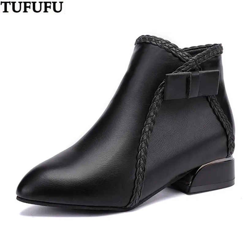 

Women Boots Ladies Fashion Zipper Ankle Boots Student Casual Scrub Single Boots Warm fur Winter Warm Shoes