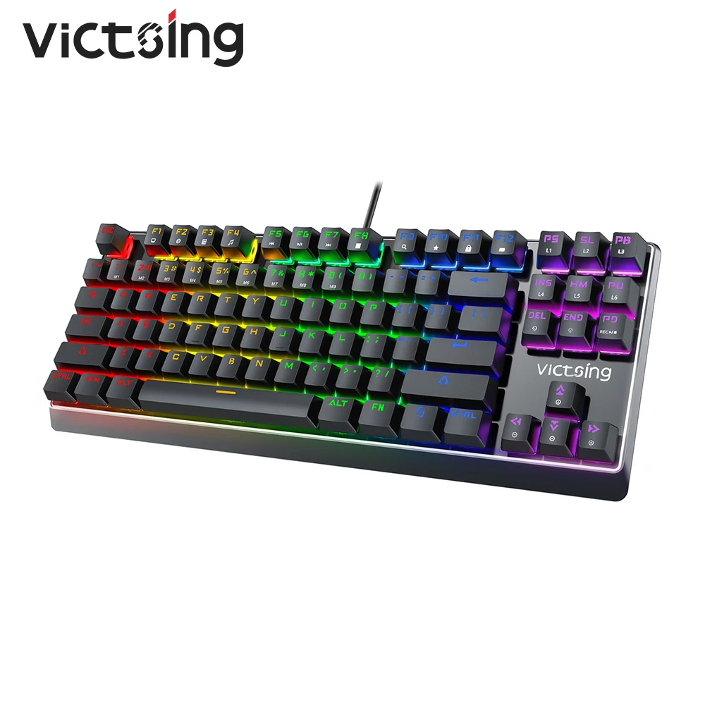 Проводная Механическая игровая клавиатура VicTsing PC320 RGB 24 режима подсветки синий