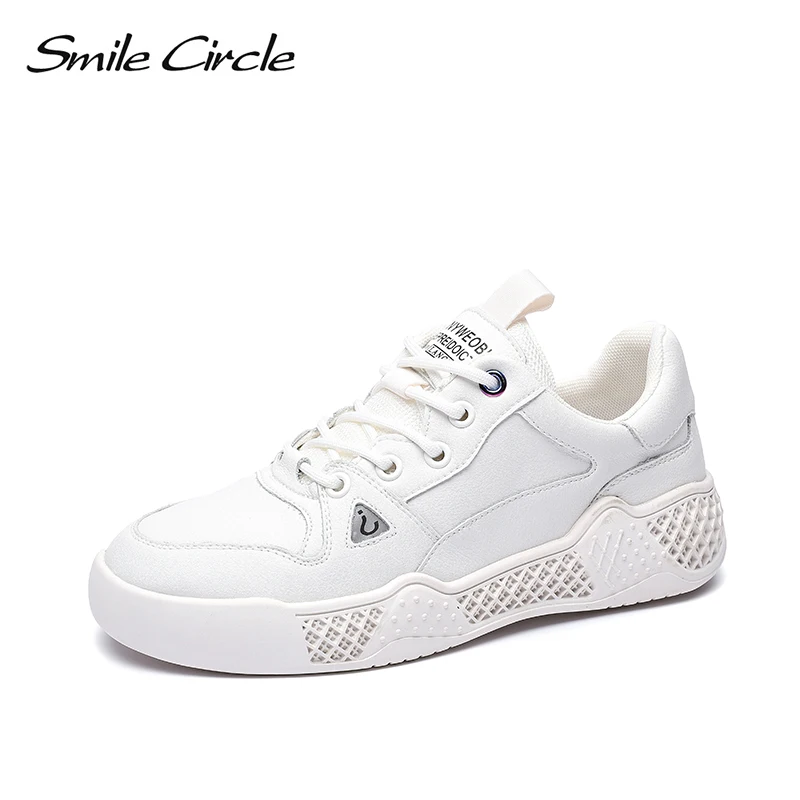 Женские кроссовки Smile Circle белые туфли на плоской платформе из натуральной кожи