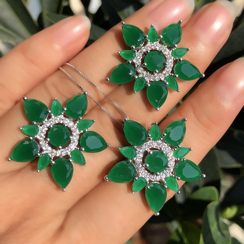 Роскошный комплект ювелирных изделий с большим цветком серьги гвоздики