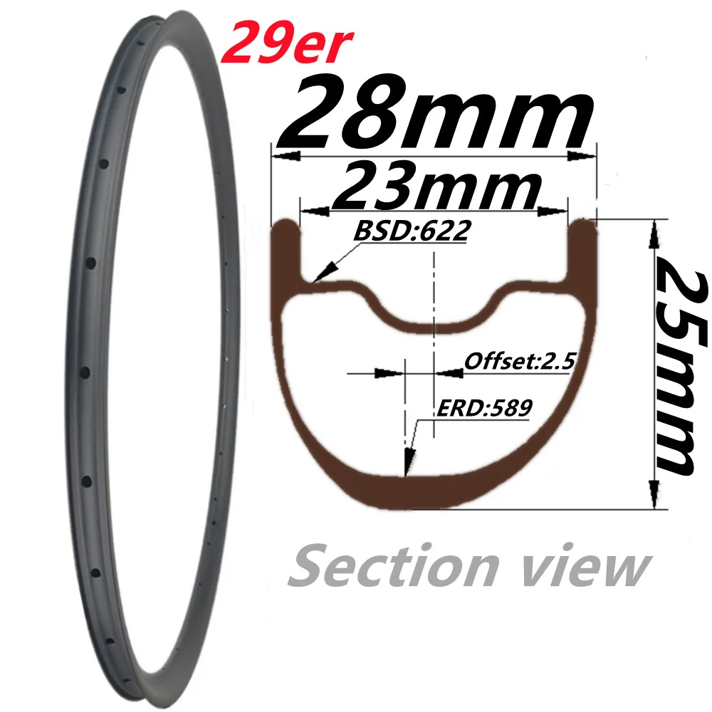 

29er 25x28mm Asymmetric 28mm Width Mtb Rim Fast Shipping 270g Carbon rims Super Light Mountain Rims UD Matte Finish MTB Rim