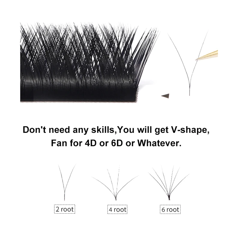 Реалистичные ресницы для наращивания NATUHANA V образные объёмные 0 07 мм Easy Fans Премиум норковые