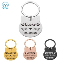personalized engraving pet cat name tags customized dog id tag collar accessories nameplate anti lost pendant metal keyring