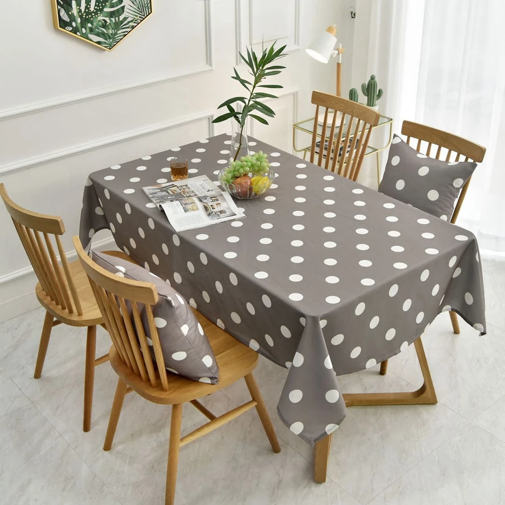 Корейская скатерть в розовый горошек с принтом на день рождения льняная