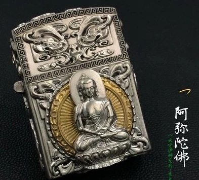 TH watch video 8 style Будда тиснение тибетский серебряный латунный 12 Зодиак Двусторонняя вращающаяся зажигалка с zpo вставкой - Цвет: 8