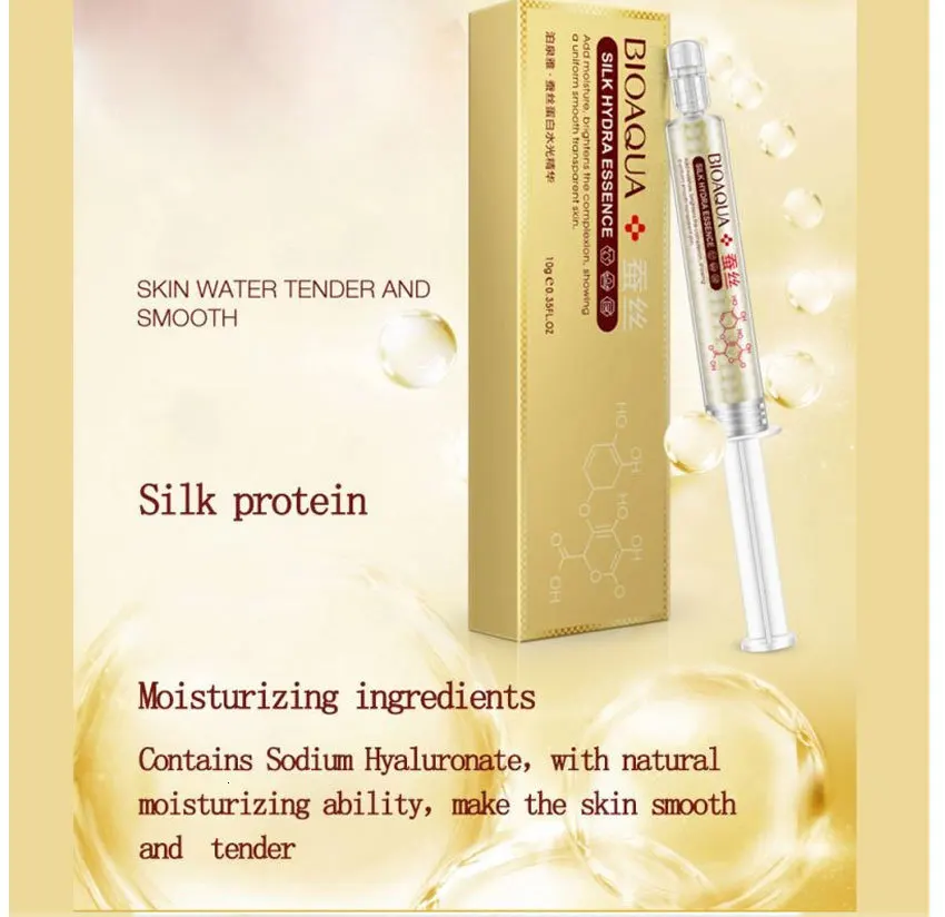 Бренд Bioaqua, 24 k, Золотая гиалуроновая кислота, жидкая, для ухода за кожей, брендовая, увлажняющая, против морщин, против старения, коллагеновая эссенция, крем, 10 мл