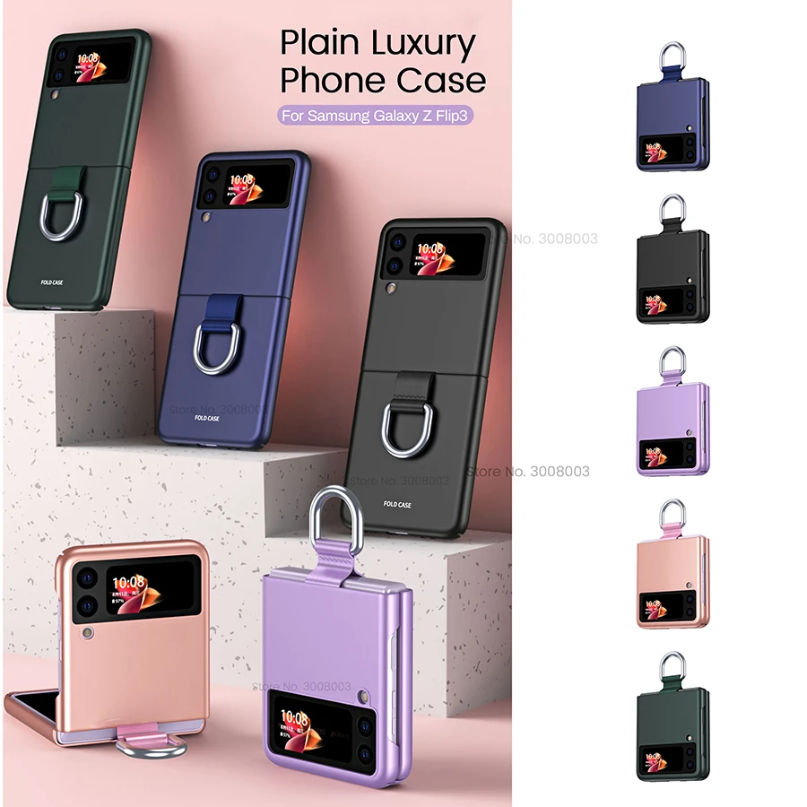 

zflip3 case matte hard pc with metal ring phone cover for samsung galaxy z flip 3 flip3 5g cases shockproof bumper coque zflip 3