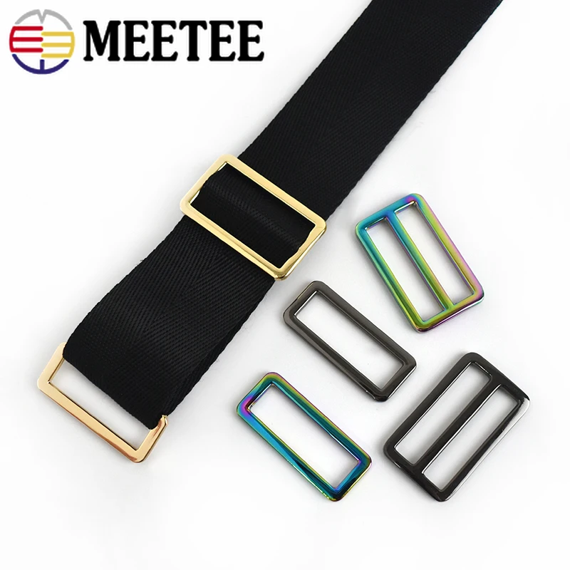 

Meetee 38mm 10/20pcs Metal Ring Buckles Tri-Glide Adjust Clasp Bag Straps Slider Hook DIY Webbing Belt Buckle Adjustable Button