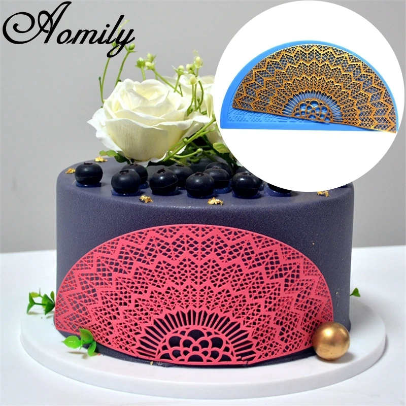 

Силиконовая кружевная форма Aomily, 22 см, для украшения свадебного торта, помадки, торта, коврик для выпечки