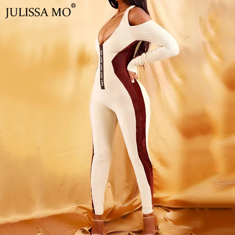 JULISSA MO Осенний комбинезон с длинным рукавом сексуальный женский открытыми