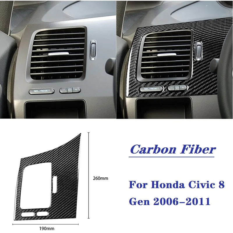 

Подходит для Honda Civic 8 Gen 2006-2011 аксессуары для салона автомобиля водительская сторона вентиляционная решетка Стайлинг углеродное волокно сти...