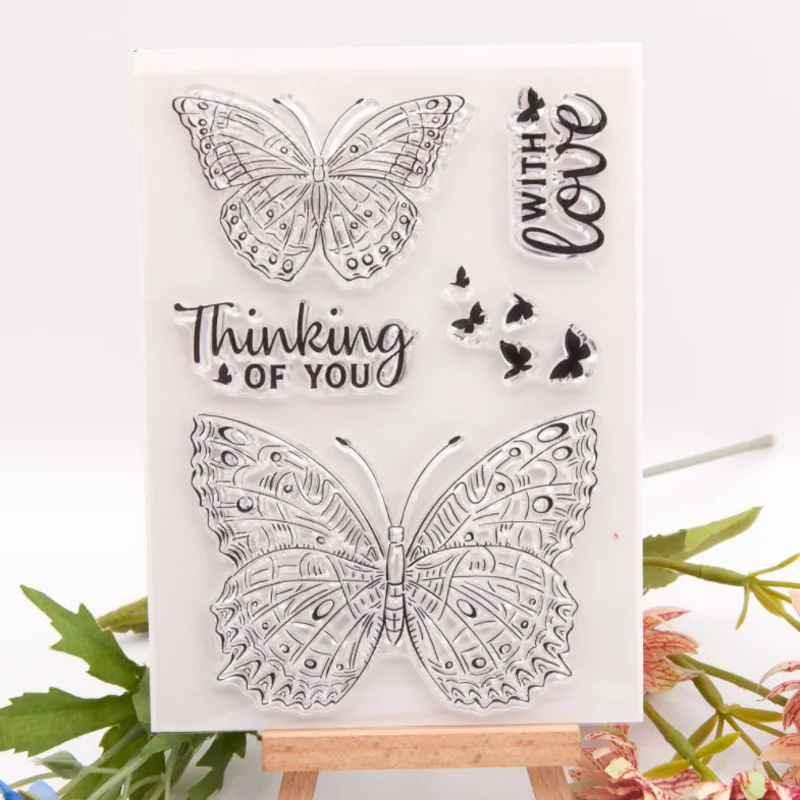 Прозрачный силиконовый штамп в виде бабочки для самостоятельной резки