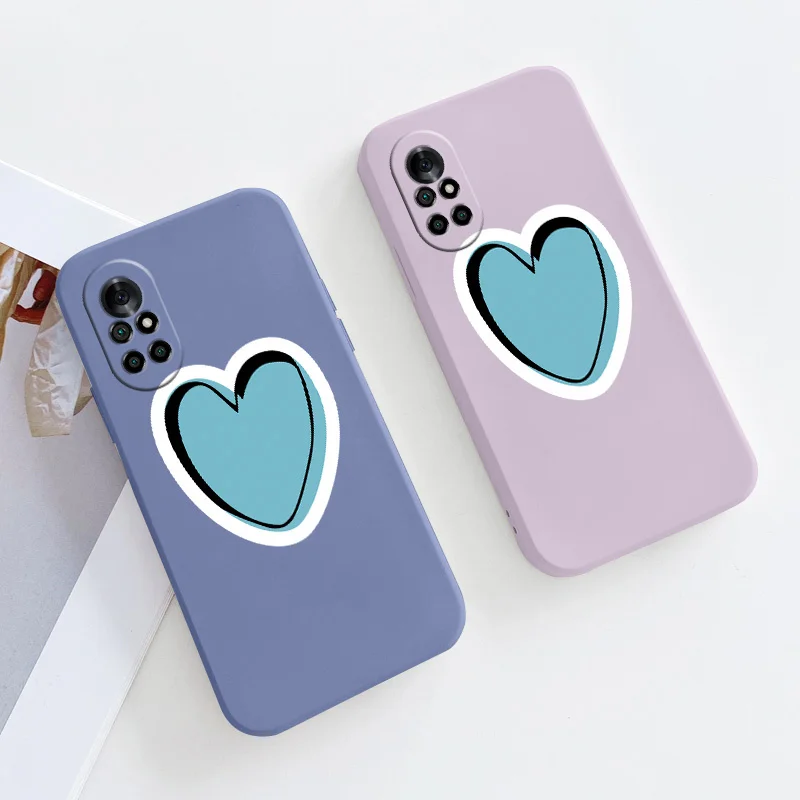 

Blue Heart Shockproof Liquid Silicone Cover Case For Huawei Nova 8 7 Pro SE 6 SE 5 Pro 5Z 5I 5Ipro 5T 4 4E Phone Case