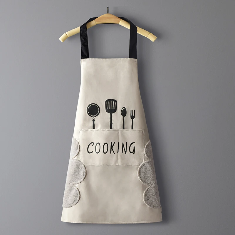 

Household Cooking Apron Hand-wiping kitchen Men Women Oil-proof Waterproof Adult Waist Fashion Coffee Overalls Wipe Hand Apron