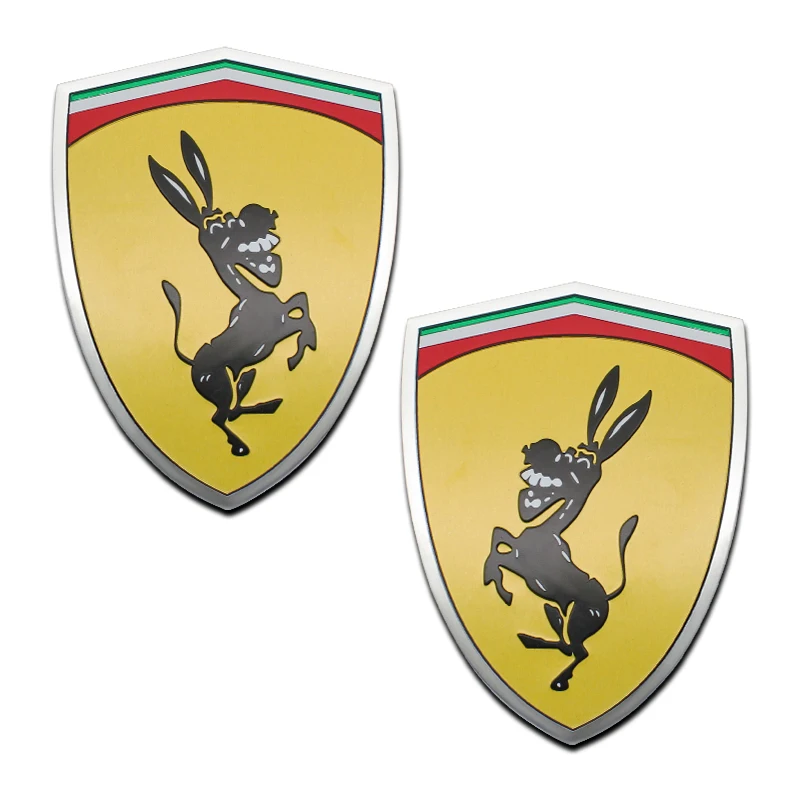 

3D Aluminum Donkey Logo Car Window Body Sticker Creative Funny Metal Badge Sticker Emblem Decal Accessories For Ferrari Ford
