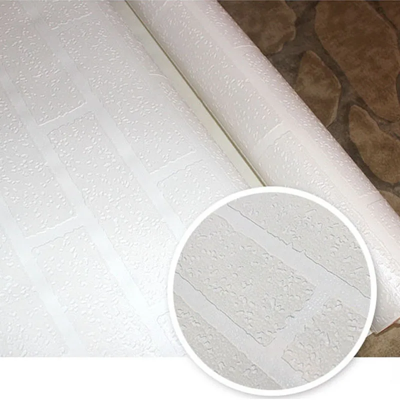

Modern PVC Brick Wallpaper Waterproof 3d Stereoscopic Bump White Bricks Living Room Corridor Background Wall Sticker Easy Clean