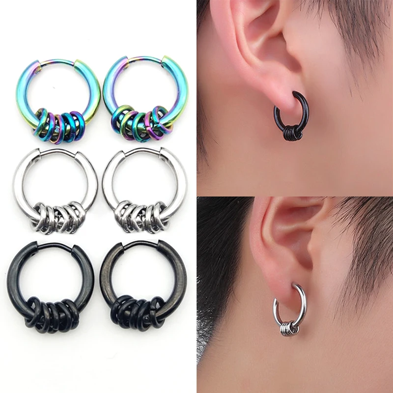 

1PC New Non Piercing Trendy 8-20mm Hoop Punk Women Men Fake Earring Ear Clip Titanium Steel Ear Stud Personality Jewelry Gift