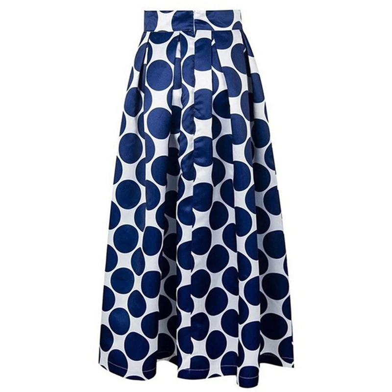 

Plus Size Maxi Skirt Summer Fashion Vintage Retro A-Line High Waist Floral Polka Dot Long Skirts For Women 2021 Jupe Longa