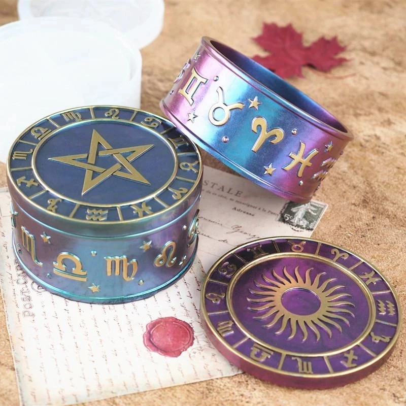 

DIY Crtstal Epoxy Resin Jewelry Stotage Box Silicone Mold Transparent Casting Molds Star Sun Constellation Pattern Model Tray