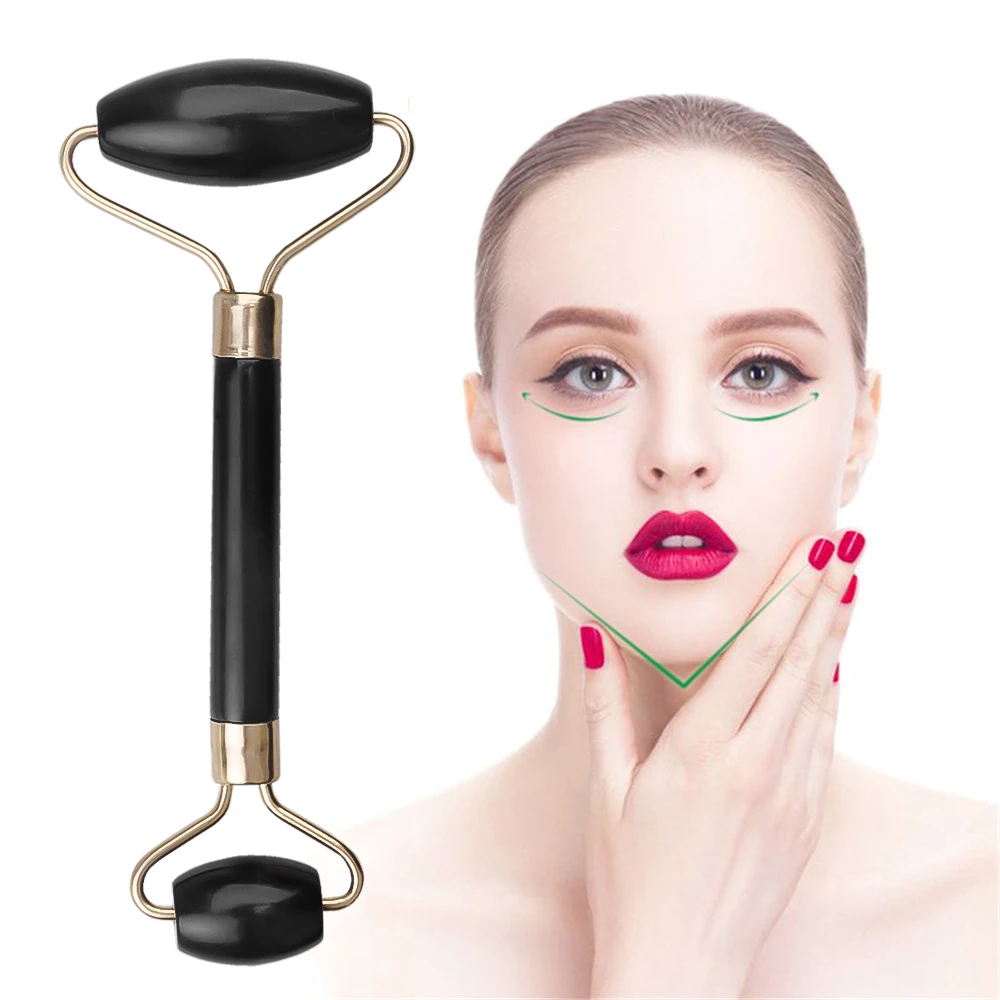 

Double Heads Jade Roller Quarz Face Massage Roller Natural Beauty Tool Stone Needle Relaxation Neck Thin Lift Black White