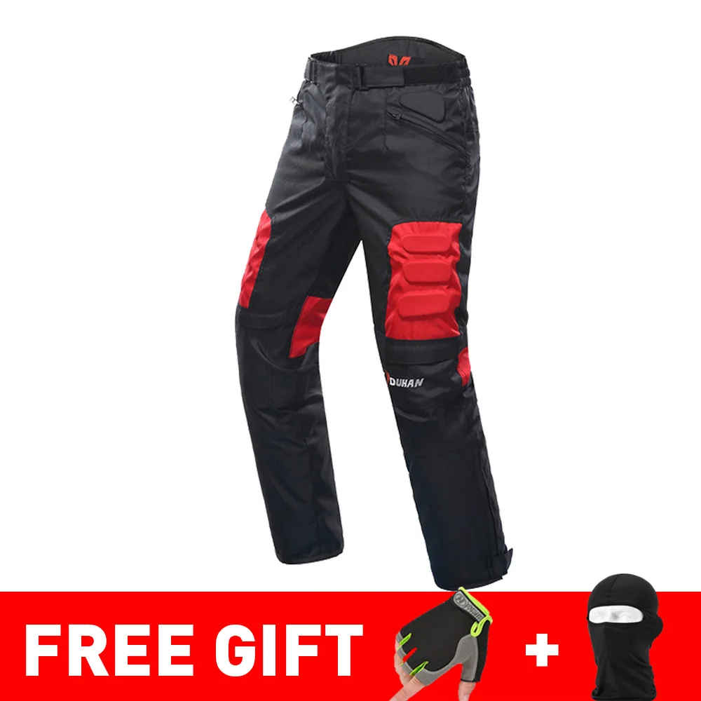 DK02 Red Pants DUHAN осень зима морозостойкая Мотоциклетная Куртка Мото+ протектор мотоциклетные штаны мото костюм туристическая одежда защитный комплект - Цвет: DK02 Red Pants