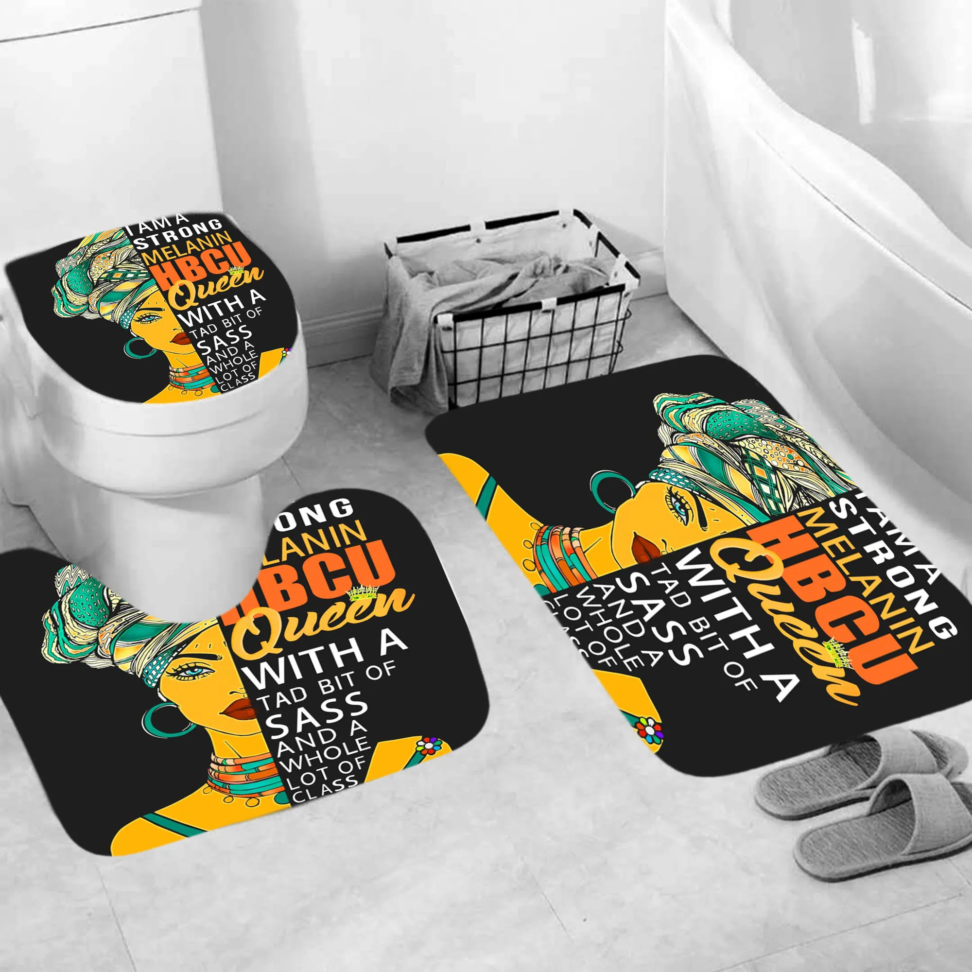 

3 шт./компл. напольный коврик в форме короны морской девушки, сексуальный Африканский женский нескользящий полиэстеровый чехол для унитаза, ...