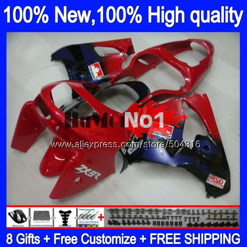 

Body For KAWASAKI ZX 9R 900CC ZX 9 R 900 ZX9R 98 99 00 01 83MC.52 ZX900 ZX9 R ZX-9R 1998 1999 2000 2001 Fairing Red Black