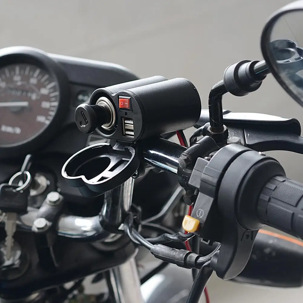 

Motorcycle Dual USB Ports Lighter Socket Quick Phone Charger Adapter for Phone Mobile