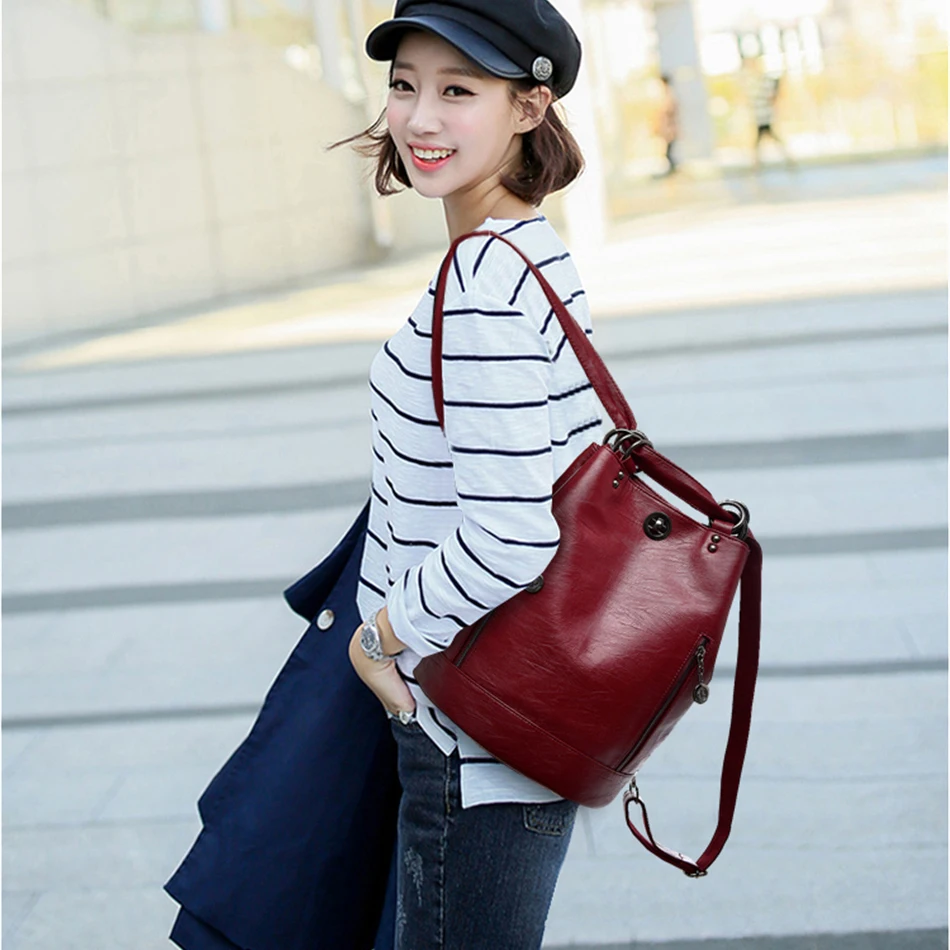 Женский рюкзак LONOOLISA 3 в 1 кожаная сумка на плечо женский вместительные женские