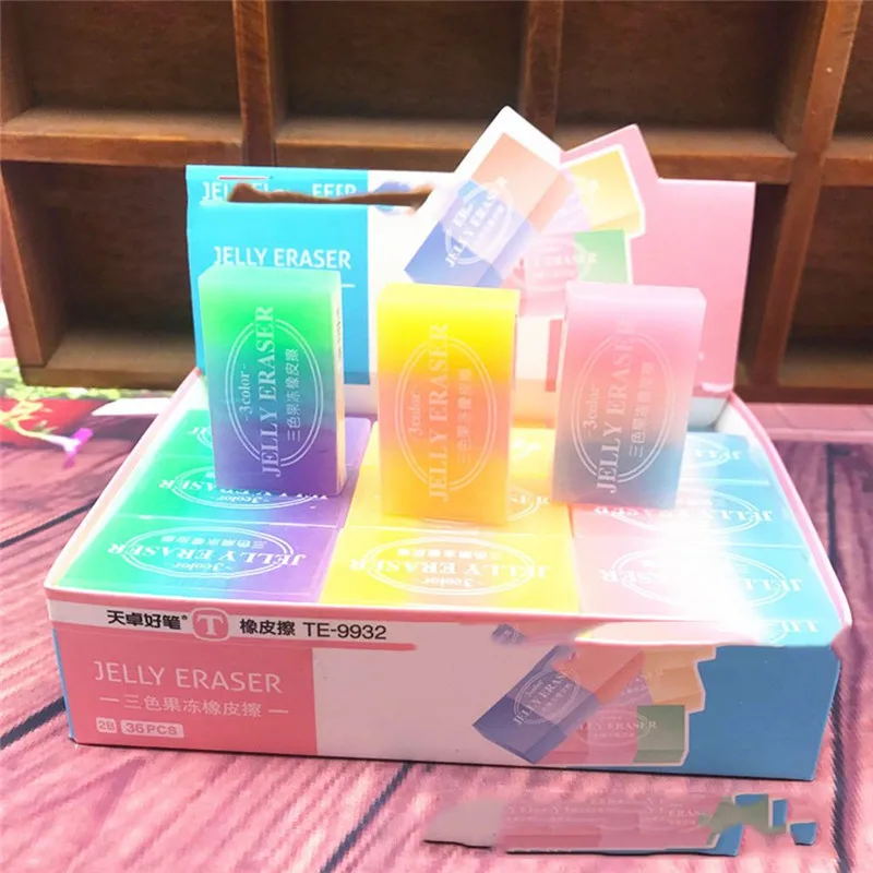 Резиновый ластик трехцветный желеобразный 1 шт. школьные и офисные