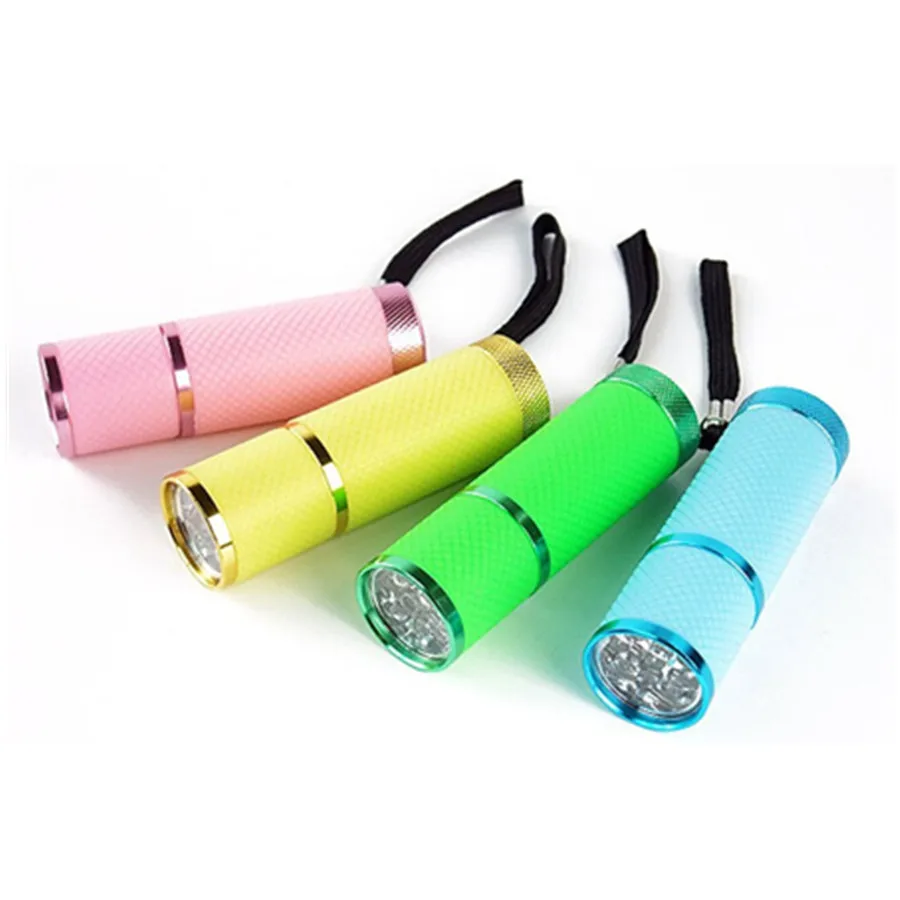 

4 Colors Handheld Portable Mini UV 9LED Nail Fast Drying Curing Lamp Flashlight Torch for Gel Nail Polish Light Manicure Tools