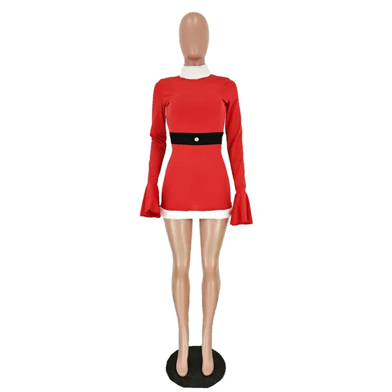 

New Arrival Trumpet Sleeve Christmas Dress Womens Christmas Costume