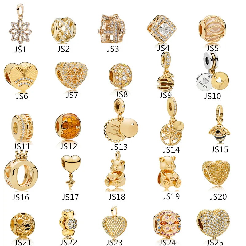 

Anomokay Sterling 925 Silver Mix Style Gold Color Charms Pendant Bead fit Pandora Bracelet Best DIY Jewelry Making Gift