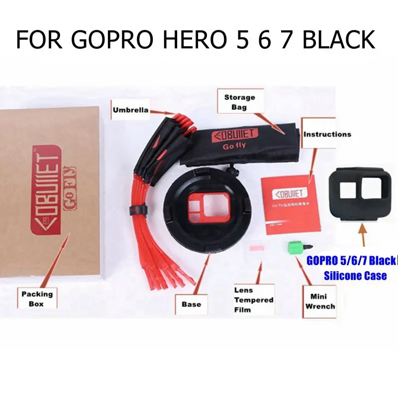 Для GoPro 8 Парашютная птица Летающая фотография кронштейн Подставка для Go Pro Hero 5 Hero 6 Hero 7 8 черная рамка воздушный вид аксессуары - Цвет: A Package