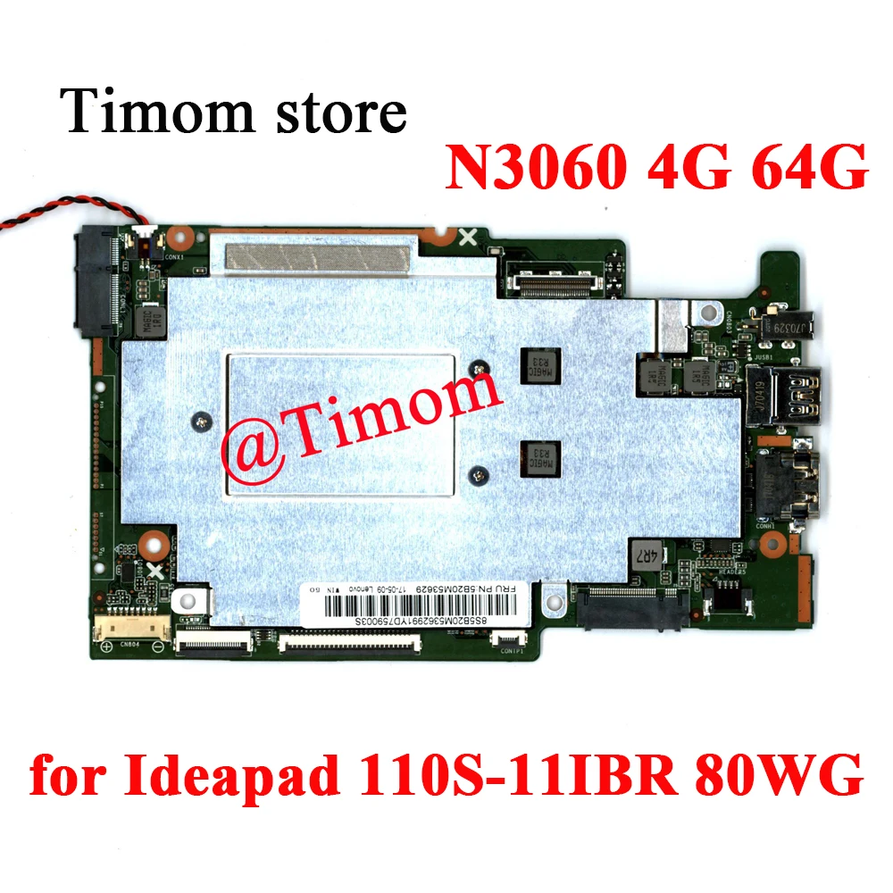 Fru pn 5b20m53629 para Ideapad 110s11ibr 80wg Lenovo Original 100% Testado Notebook Placa-mãe Cpu N3060 4g 64g Placa-mãe para notebook