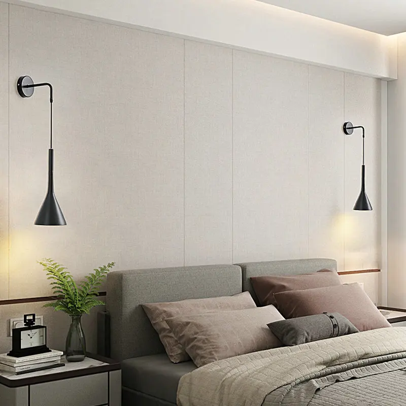

Modern Bedroom Bedside Wall Lights Gray White Black Aluminium Wall Sconces LED E27 Wall Lamp Indoor Living room Illuminaire