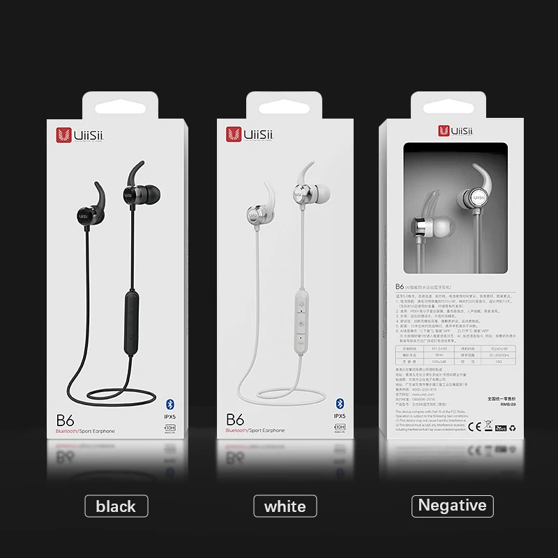 Uiisii B6 беспроводные bluetooth наушники спортивные BT5.0 IPX4 водонепроницаемые в ухо iOS и