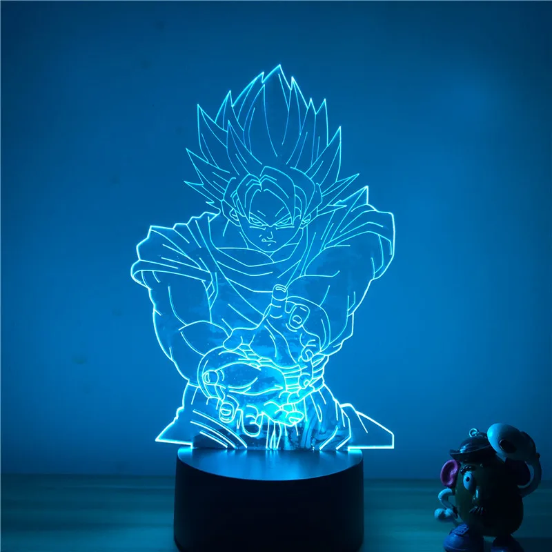 3D светодиодный ночной Светильник Dragon Ball Z Goku Super Saiyan, экшн-фигурка, 7 цветов, сенсорная Оптическая иллюзия, настольная лампа, режим украшения дома