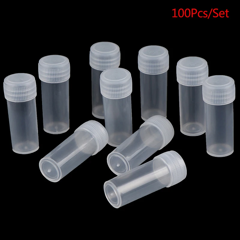 

100Pcs Test Tube Vials Container Craft Screw Cap Bottle For School Chemistry For Office School Chemistry Supplies 5ml