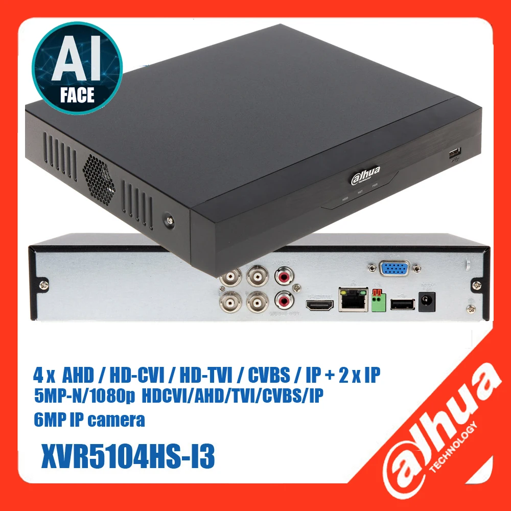Оригинал Dahua XVR5104HS I3 AI уход за кожей лица цифровой видео Регистраторы Поддержка 4CH
